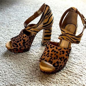Animal print block heels